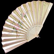 Large Antique French Silk Fan Hand Painted Pink Roses French Antiques Antique Fans Antiques
