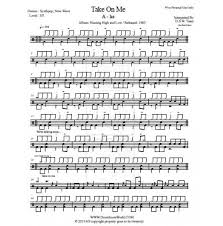 Drum Score A Ha Take On Me Drum Sheet Music Drums Sheet Nirvana Lyrics