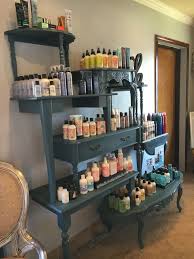 Custom Stacked Table Shelving Salon Retail Display Display Shelves Furniture Store Display