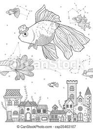 Some goldfish coloring may be available for free. Fancy Goldfish Coloring Page Fancy Goldfish Float Upon Stary Night Adult Coloring Page Canstock