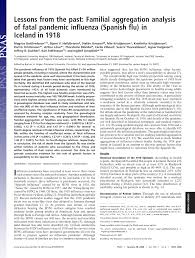 PDF) Lessons from the past: Familial aggregation analysis of fatal pandemic  influenza (Spanish flu) in Iceland in 1918