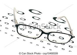 Black Glasses On A Eye Sight Test Chart