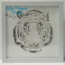 Tiger Cat Paper Cut Light Box 3D Shadow Box Digital Download SVG Template