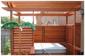 So if you have a pool or hot tub in your backyard, it can be difficult to use them without feeling like you are being put on display. Flex Fence Louvered Hardware For Fences Decks Pergolas Hot Tub Privacy And So Much More Photo Gallery Hot Tub Backyard Hot Tub Pergola Hot Tub Gazebo