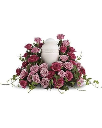 Bed of Pink Roses Sympathy Arrangement - Teleflora