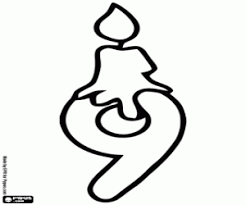 Top 20 reindeer coloring pages: Number Nine And Candle Thick Line Coloring Page Printable Game
