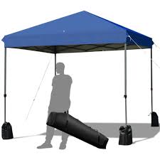 You can mount this sun shade patio awning on walls or above doors. Gymax 8x8 Ft Pop Up Canopy Tent Shelter Wheeled Carry Bag 4 Canopy Sand Bag Grey Walmart Com Walmart Com