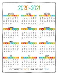 Printable School Year Calendar At A Glance 2020 2021 Wall Etsy In 2020 Homeschool Calendar Weekly Planner Template School Year