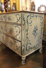 18th Century Italian Painted Blue And White Commode Chest Of Drawers Stencil Furniture Furniture Restoration Furniture Diy