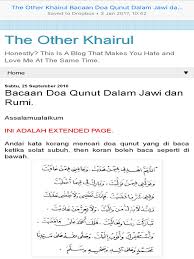 Jauh dari segala malapetaka dan diturunkan rezeki oleh alloh. The Other Khairul Bacaan Doa Qunut Dalam Jawi Dan Rumi