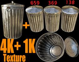 Low Poly Garbage Can 3d Lod Game Ready Low Poly Models 3d Model Low Poly 3d Models