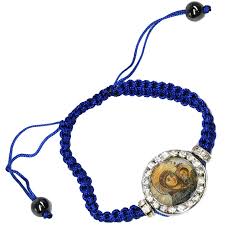 Christian Cotton Bracelet With The Virgin Mary Icon Blessing From Israel
