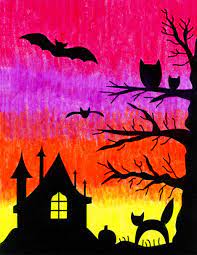 How to make easy & simple watercolor sunset paintings, for beginners. Easy Halloween Drawings A Colorful Sunset Art Projects For Kids