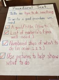 procedural text anchor chart for my grade ones writing