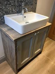 The wood comes from solid pine shipping pallets, reinvented into unique storage pieces for your bathroom. York Painted Reclaimed Timber Bathroom Vanity Unit Etsy Reclaimed Wood Bathroom Vanity Timber Bathroom Vanities Bathroom Sink Units