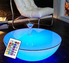 Table basse lumineuse noire laquée kiela. Table Basse Lumineuse Led 60 Cm Ronde Exterieure Sans Fil Avec Plateau Mobilier Lumineux