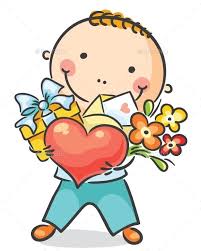 Boy With A Heart Flowers And Present Drawing For Kids Cute Drawings Art For Kids