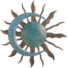 Indoor Outdoor Recycled Metal Celestial Moon And Sun Wall Art Sculpture 28 Diameter X 1 25 D Check This Metal Sun Wall Art Moon Wall Art Sun Wall Decor