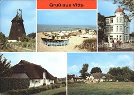 Besonders beliebte ferienwohnungen auf hiddensee liegen in den typischen reetgedeckten ferienhäusern der insel, die sich oft direkt am strand befinden. Vitte Windmuehle Strand Fdgb Heim Zur Ostsee Rohrgedecktes Haus Ortsmotiv Kat Insel Hiddensee Nr Kf51934 Oldthing Ansichtskarten Deutschland U