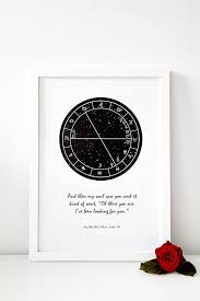 Wedding Custom Astrology Sky Map Framed Natal Chart