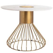 You can make your own table using a decorative pedestal available in most hardware stores. 40 Gwen Pedestal Marble Dining Table White Gold Safavieh Target