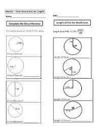 Arc length and sector area. Geometry Unit 10 Circle Area Circumference Sector Area Arc Length Worksheet