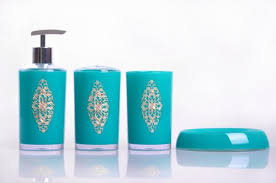Zccz bathroom accessory sets, 4 pieces bathroom accessories complete set vanity countertop accessory set with marble look, includes lotion dispenser soap pump, tumbler, toothbrush holder and tray. 4pcs Acrylic Bathroom Set Luxurious Gold Carving Metal Inside Bathroom Accessories Set Blue Color Buy Online In Andorra At Andorra Desertcart Com Productid 12331072