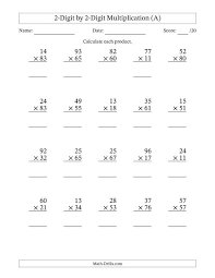 Remember these are in printable pdf format. Multiplying 2 Digit By 2 Digit Numbers A