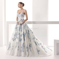 Strapless Sweetheart Low Back Ball Gown Lace Royal Blue And White Wedding Dresses In Blue Lace Wedding Dress Blue Wedding Dresses Evening Dresses For Weddings