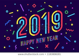 2019 Happy New Year Greeting Card With Inscription Happy New Year 2019 Memphis Geometric New Year Greeting Cards New Year Greetings Happy New Year Greetings
