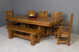 7ft rustic farmhouse table with turned legs, chair set classic gray top and antique white base, wooden dining table. Barnwood Trestle Dining Table Viking Log Furniture