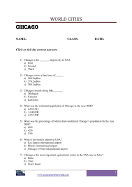 Chicago City Question And Answer Worksheet Pdf Image Worksheet Template Geography Worksheets Social Studies Worksheets