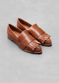 Other Stories Fringe Leather Loafers Light Brown Dress Shoes Men Leather Loafers Loafers