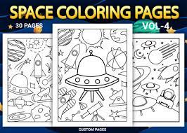 They are all free to print, and the kids will love coloring them in. Space Coloring Pages For Kids Vol 4 Grafico Por Simran Store Creative Fabrica