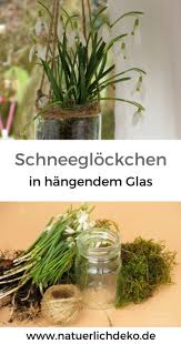 Hange Glas Mit Schneeglockchen Naturlich Deko In 2020 Glasvasen Dekorieren Fruhlingsdekoration Fruhling Deko Fenster