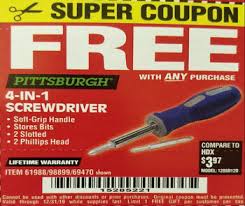 20% off (3 days ago) harbor freight 20% coupons printable. Harbor Freight Free Screwdriver Coupon Free 4 In 1 Screwdriver