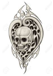 This is often used to symbolize strength, courage, and agility. Skull Heart Tattoo Art Design Skull Mix Heart And Graphic Tribal Stock Photo Picture And Royalty Free Image Image 66699432