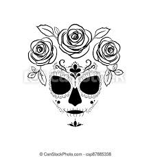 La santa muerte is a female deity visualized as a skeletal figure in a long robe holding a scythe — the classic image of death. Death Image Of Santa Muerte With Roses Modern Pagan Cult In Mexico Vector Illustration Canstock