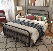 Shop bed frames from nebraska furniture mart. Amazon Com Metal Bed Frame Queen Size With Vintage Headboard And Footboard Platform Base Wrought Iron Bed Frame Queen Black Kitchen Dining