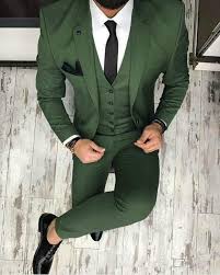 Cb05141 Olive Dark Green Men Blazer Prom Suit Outfits For Graduation Wedding Suit Three Pieces Jacket Pants Vest Suits Men Business Prom Suit Outfits Green Suit Men