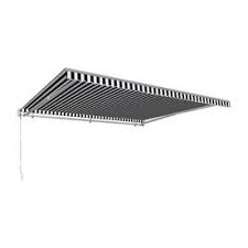 Black And White Striped Retractable Awning Awntech Maui 288 In Wide X 120 In Projection Striped Vertical Patio Right Motor Retractable Awning Lowes Com Retractable Awning Patio Awning Patio