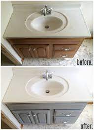 Painted Bathroom Vanity Michigan House Update Painted Vanity Bathroom Bathroom Vanity Makeover Painted Bathroom