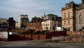Derry Of The Past This Image Showing Orchard Street Was Taken From What Is Now Part Of Foyleside 1980s You Can See Badgers Saint Columbs Hall In The Centre And