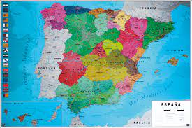 España, esˈpaɲa (listen)), formally the kingdom of spain (spanish: Mapa Fisico Politico De Espana Karte Von Spanien Poster Grossformat Jetzt Im Shop Bestellen Close Up Gmbh