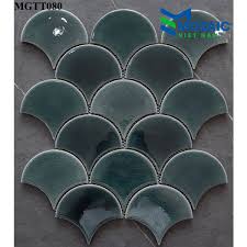 Gạch mosaic vảy cá MGTT080 xanh nâu rạn - Gạch Ốp Lát Ngân Phát