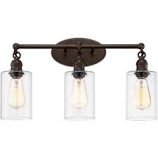 Franklin Iron Works Industrial Rustic Wall Light Led Bronze Hardwired 21 3 4 Wide 3 Light Fixture Clear Glass For Bathroom Vanity Target