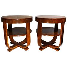 20th Century Pair Of Art Deco Walnut Round Side Tables Round Walnut Side Table Side Table Round Side Table