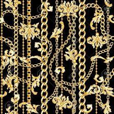 Black And Gold Baroque Wallpaper Gold Baroque Elements And Chains Mixed On Black Trendy Seamless Pattern Illustration Sponsored Sponso In 2020 Gold Baroque Baroque Design Anime Scenery Wallpaper