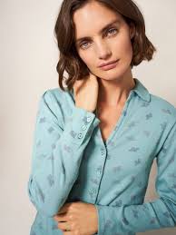 WHITE STUFF Rosie Rib Print Jersey Shirt