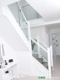 Cool contemporary wood 3/4 turn staircase with chrome and glass railing. Susan Ask Evans Jsevans2646 Profile Pinterest